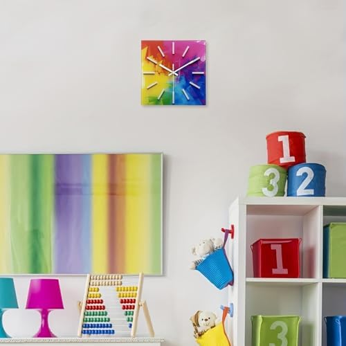 Square Glass Wall Clocks Battery Operated 14 Inch - Image 2