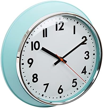 Kiera Grace Wall Clock, 13 Inch, Retro Teal Tea ClassicWall Clocks Battery - Image 2