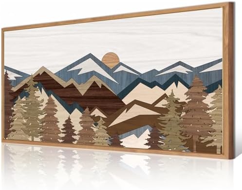 BINCUE Large Mountain Wall Art Framed Boho Wall Decor Mountain Artwork by BINCUE