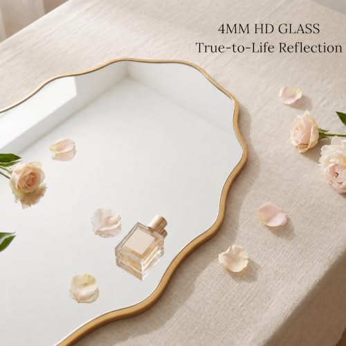 PERFNIQUE Gold Scalloped Mirror, Hanging Leaning - Image 5
