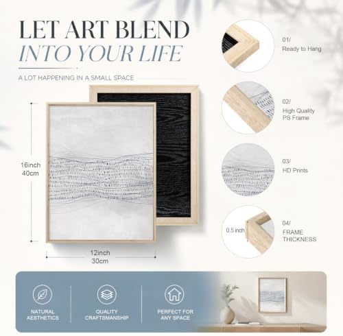 Aryroi Navy Blue and White Abstract Framed Canvas Wall Art Set- 12"x16"x3 - Image 6