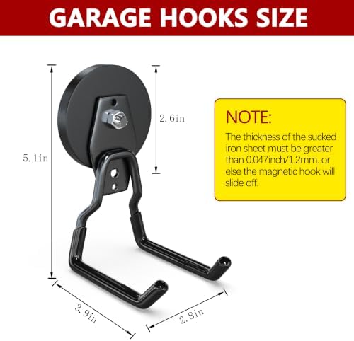 3-H Heavy Duty Magnetic Hooks, No-Drill Garage Power Tool Holder, 4 Pack - Image 4