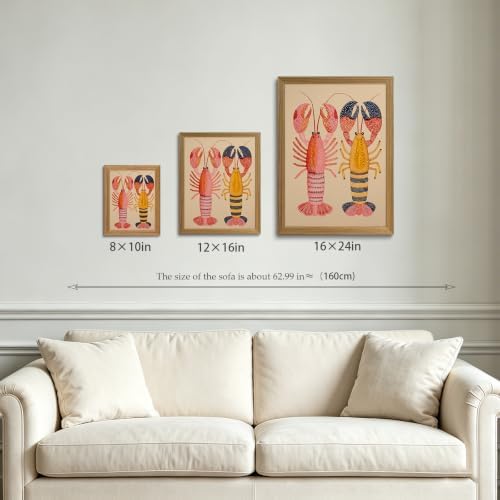 Framed Colorful Lobster Wall Art Nautical Canvas Print Coastal Decor - Image 5