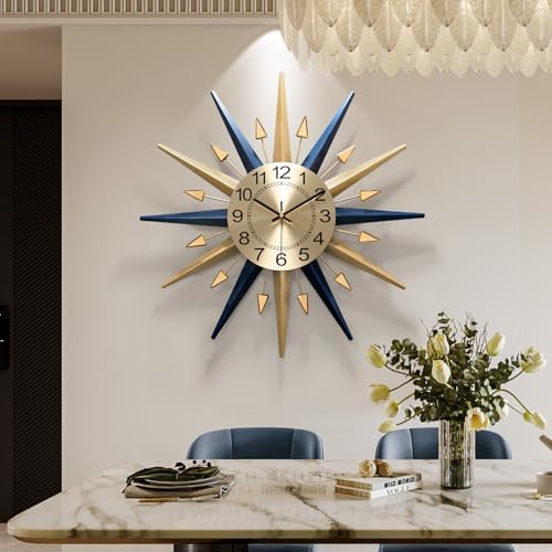 Starburst Large Wall Clock, Mid Century Decorative Wall Clock by HEBOIXHOMEDECOR