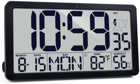 Atomic Digital Wall Clock, Battery Operated Large 9.72” Alarm Clock by Unknown