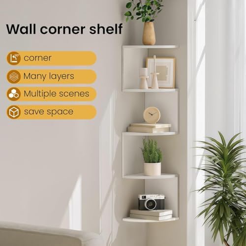 5-Tier Corner Shelf, Floating Corner Shelf Wall Mounted - Image 5
