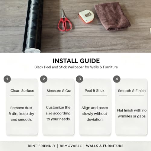 Black Faux 3D Fold‑Shadow Wallpaper - Image 3