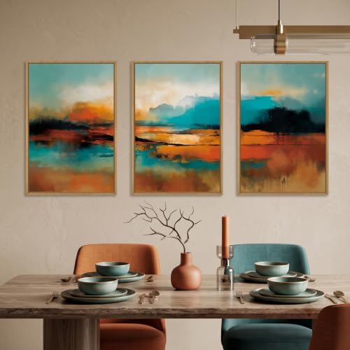 Aryroi Large Abstract Burnt Orange Framed Canvas Wall Art Set- 16"x24"x3 - Image 3