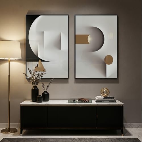 Large Framed Modern Elegant Abstract Wall Art Decor Set of 2, 24x36 In - Image 4