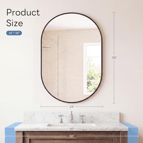 Sweetcrispy Oval Bathroom Wall Mirror, Vanity Mirror, 24x36 Inch - Image 4