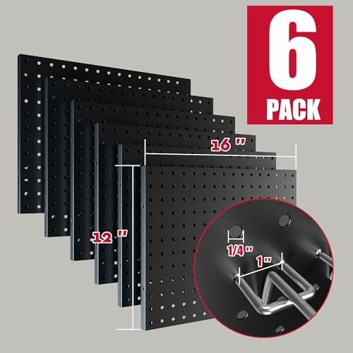 Spampur Peg Board, 6 Pack Metal Pegboard Wall Organizer - Image 3