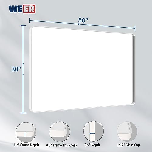 WEER White Bathroom Vanity Mirror 50x30 Inch - Image 6