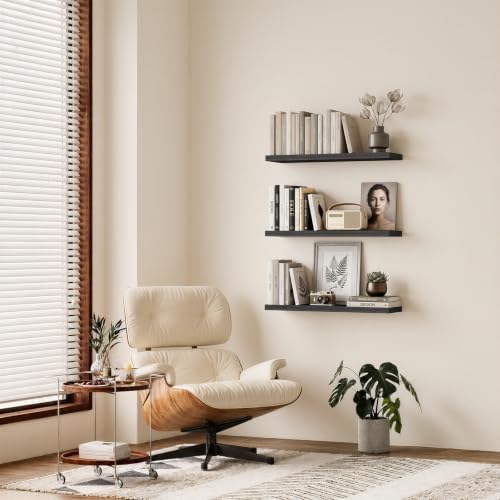 BAYKA Black Floating Shelves 35.4in, Wall Mounted - Image 2