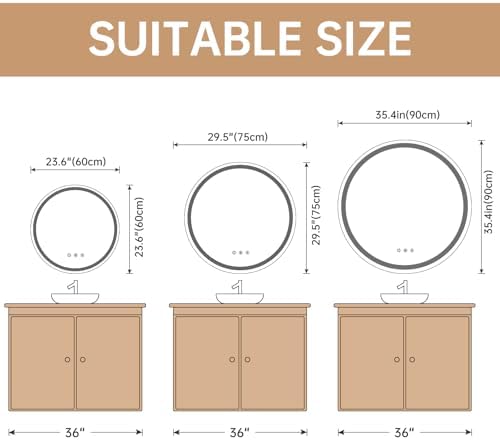 LOVESPEJO Round Backlit Mirror Bathroom 24", Circle LED Mirror - Image 2
