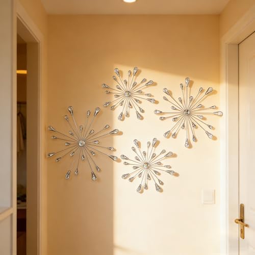 ZEXUIRU 4 Set Silver Starburst Wall Art - Image 6