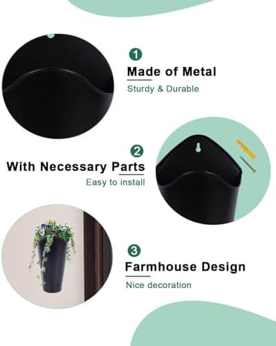 vensovo 2 Pack 12 Inch Galvanized Wall Planters - Image 3
