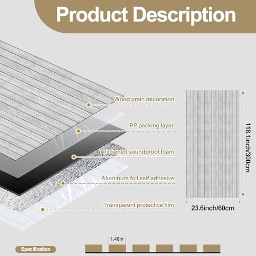 Chejiaye Peel and Stick 3D Wall Panel -23.6"x118"Soundproof Self-Adhesive Wall - Image 4
