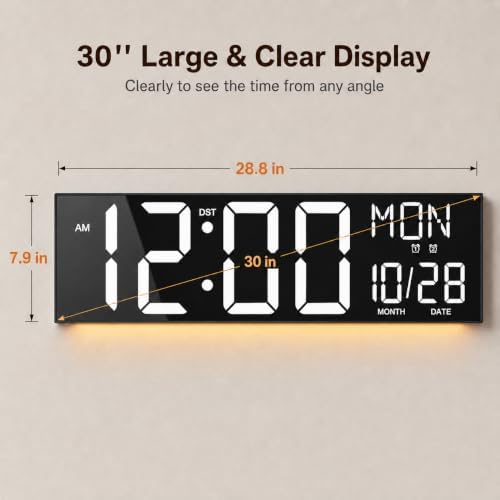 JALL 30" Extra Large Digital Wall Clock, Giant LED Display - Image 2