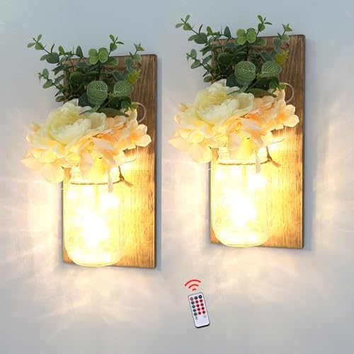 Rustic Mason Jar Wall Sconces Set of 2, Large Jacobean by LiveinspiredLiveBesuerte