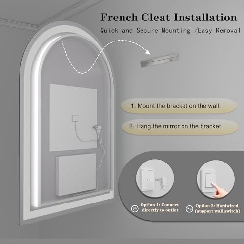 22x32 Inch Arched LED Bathroom Mirror - Image 6