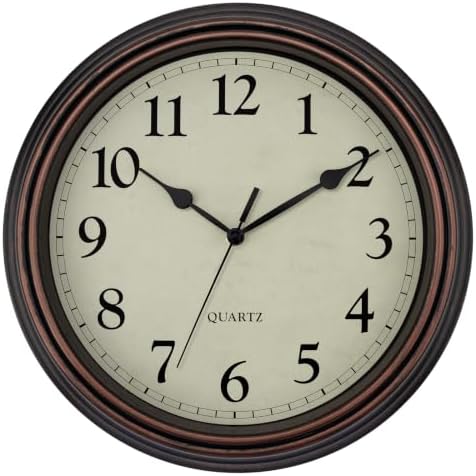 Retro Wall Clock Battery Operated Silent Clock 14" Bronze by CouperosWallClocks