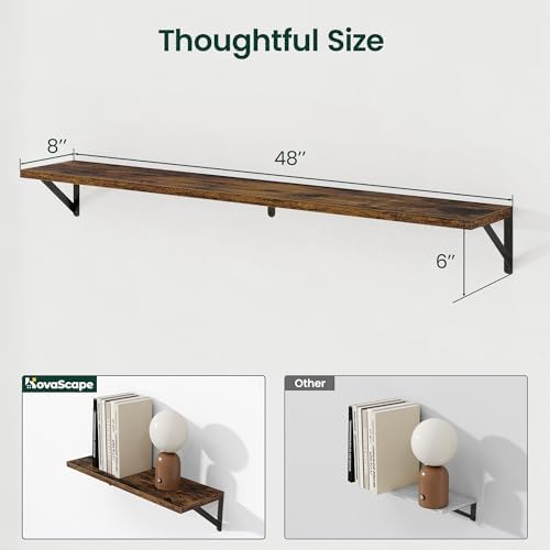 Floating Shelves, 8 Inch Deep Rustic Book Shelf - Image 2