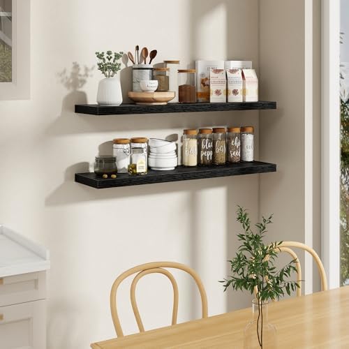 Fun Memories 48 Inch Floating Shelves in Black, 9.3 Inch Deep Wall Shelves - Image 6