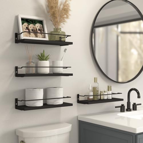 RICHER HOUSE Floating Shelves Bathroom, Small Wall Shelf Over Toilet 4 Set - Image 2
