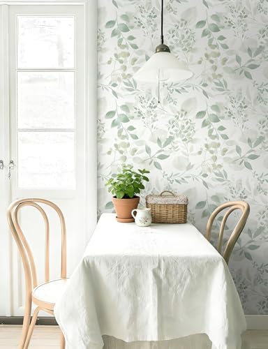 Safiyya Light Green Leaf Wallpaper Peel and Stick Wall Paper Modern Boho - Image 5