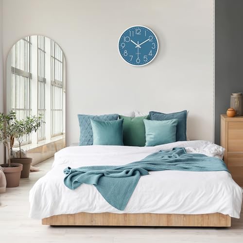 Lafocuse 12 inch Modern Analog Cerulean Blue Wall Clock Battery Operated - Image 4