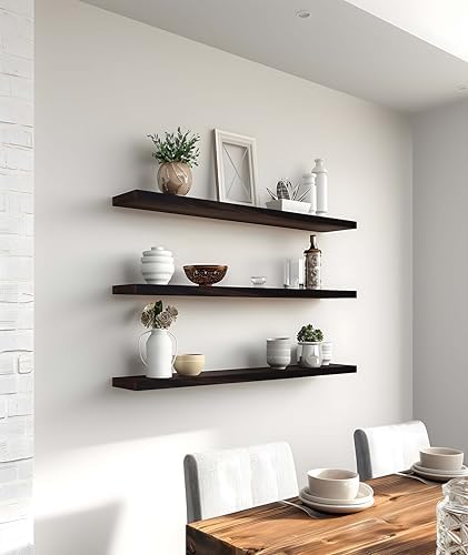 36 Inch Brown Wood Floating Shelves - Image 3