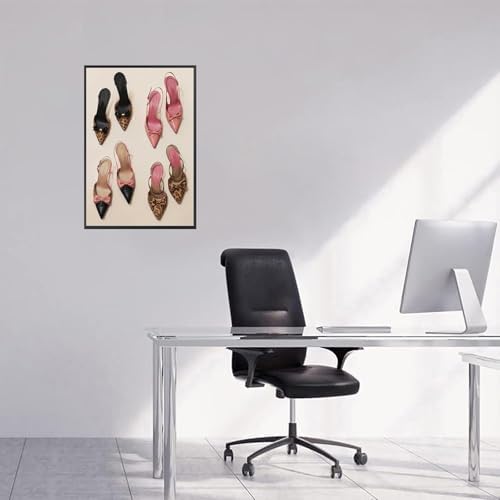 Pink Heel Leopard Posters Trendy Bow Leopard Heels Canvas Wall Art Coquettish - Image 6