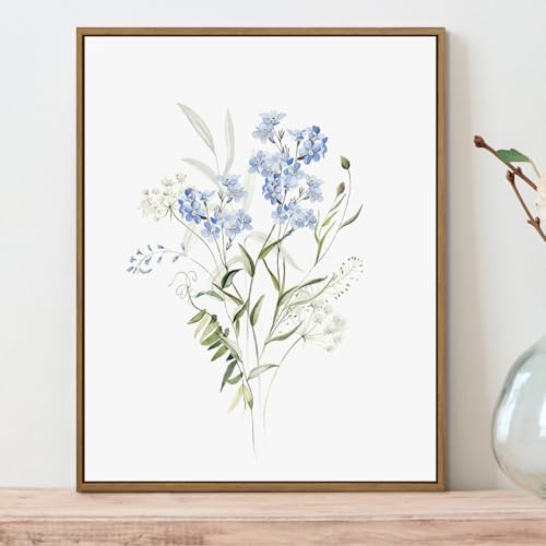Watercolor Floral Wall Art Blue Yellow Flower Canvas Prints - Image 3
