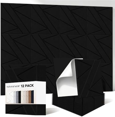 12 Pack Acoustic Panels, 11.8”x11.8” Sound Absorbing Panels by AUTORIFIC
