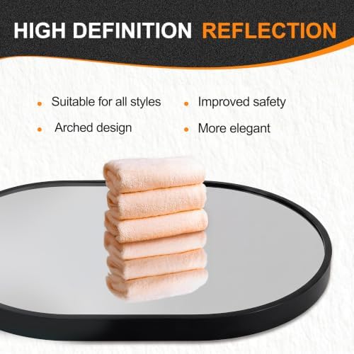 Delma 40x28 Black Oval Bathroom Mirror - Image 3