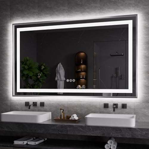 Amorho LED Bathroom Mirror 60"X36", Front Light and Backlit by Amorho