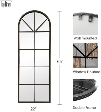 65×22" Arched Window Finished Full Length Mirror, Wall Mirror - Image 3