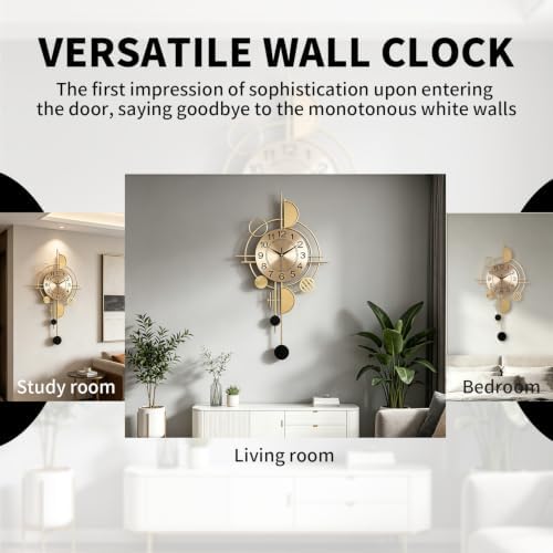 Large Silent Wall Clock, Metal Battery Clock - Image 5