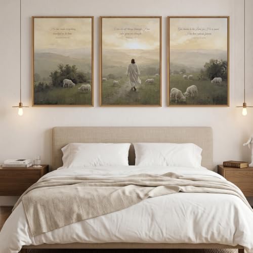 BINCUE Large Christian Wall Art Framed Jesus Lamb Artwork Christian Scripture - Image 5