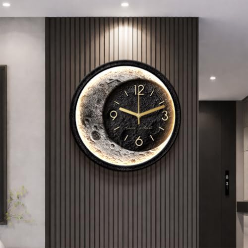 Modern 3D LED Sandstone Wall Clock, Moon Sculpture Wall Decor by Unknown