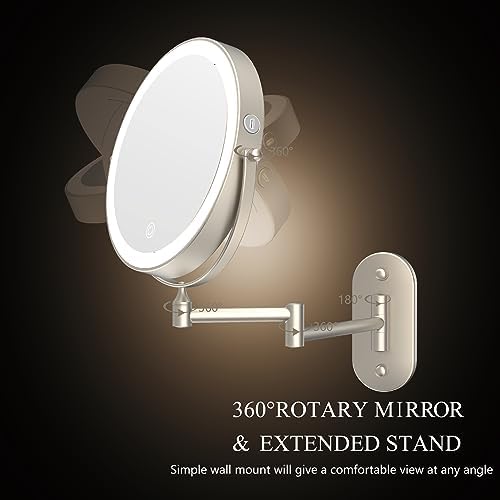 8" Wall Mounted Makeup Mirror, Oval Base, Brushed Nickel - Image 5
