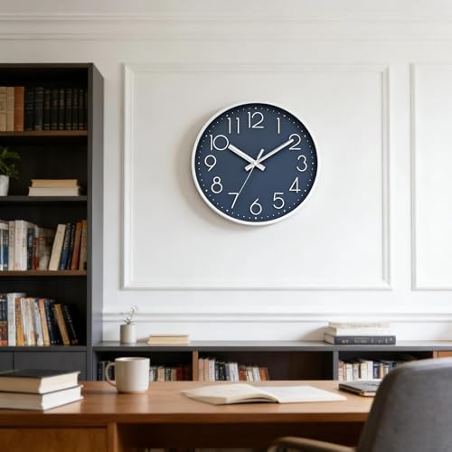 DAXSMY Wall Clock 8 Inch Azure Blue Decorative, Battery Operated Silent - Image 2