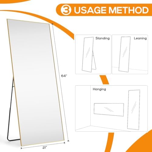 21"x64" Mirror Full Length, Upgraded Body Wall Mirrors - Image 2