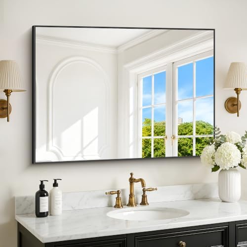 DESBING Black Bathroom Mirror for Wall, 30x40 Inch Rectangle Mirrors by DESBING