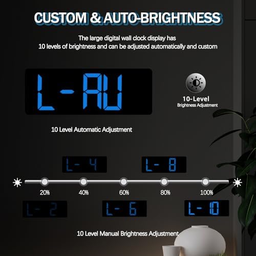 JoFomp 17.3" Large Digital Wall Clock, LED Digital Clock Large Display - Image 5