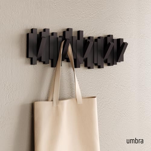 Umbra Sticks Wall Mount Coat Rack, 5 Hook Retractable Pegs - Image 2