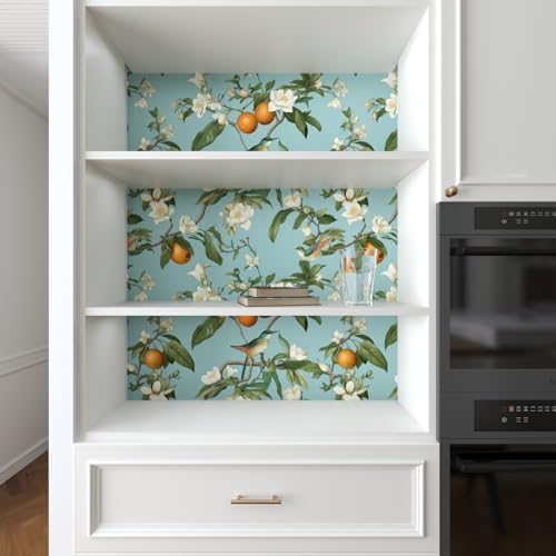 Laatse Vintage Blue Bird Floral Botanical Wallpaper 17.5"x78.7" - Image 5