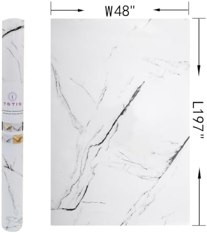 48x197inch Extra Wide Black White Marble Wallpaper Peel Stick Glossy Thick - Image 7