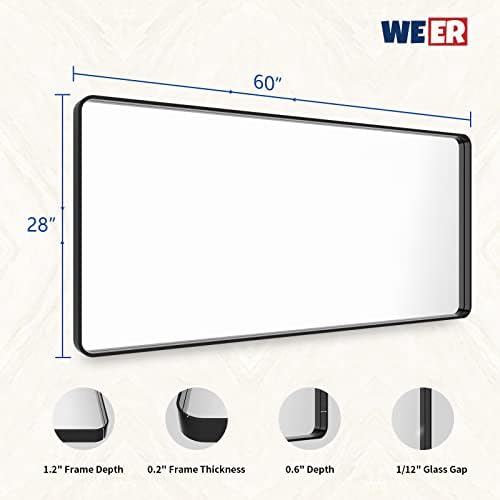 WEER Black Bathroom Vanity Mirror 60X28 Inch - Image 6