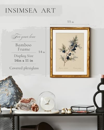 InSimSea Gold Bamboo Framed Christmas Wall Art, Retro Juniper Print - Image 3